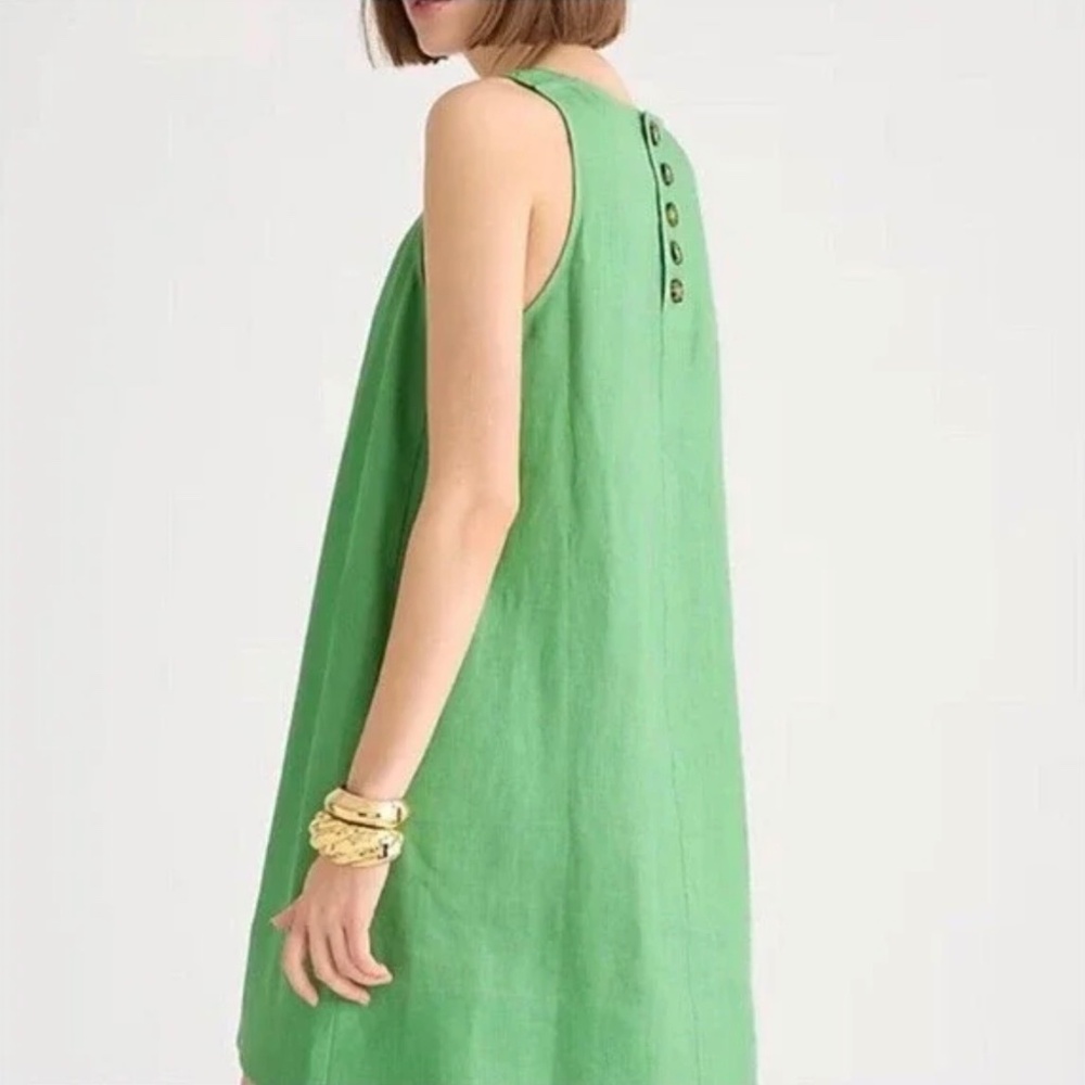 J.crew Green Linen Shift Dress